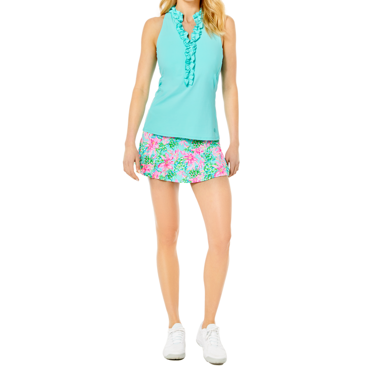 Lakelyn Ruffled Sleeveless Racerback Polo
